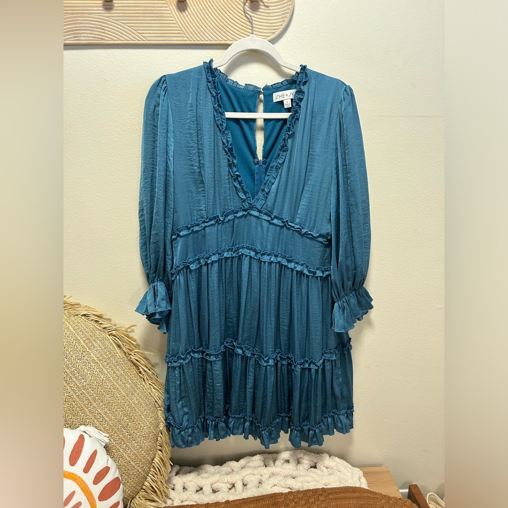 Blue Silk Ruffle Top🤍